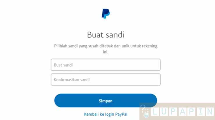Password PayPal Baru