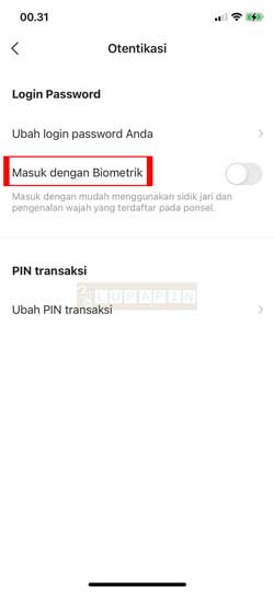 Pilih Masuk dengan Biometrik